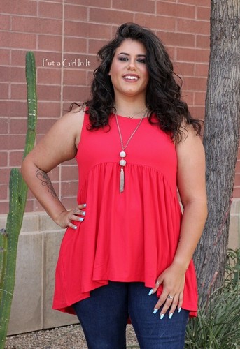 Womens BUTTERY SOFT RED BABYDOLL TANK 