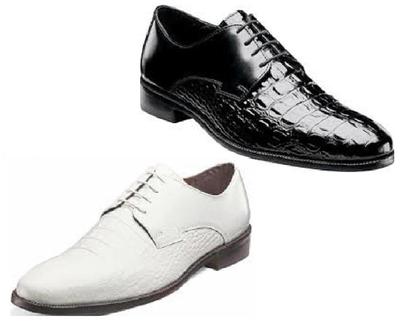 STACY ADAMS FLORIO BLACK & White SMOOTH & CROCODILE PRINT LEATHER LACE-UP 24935