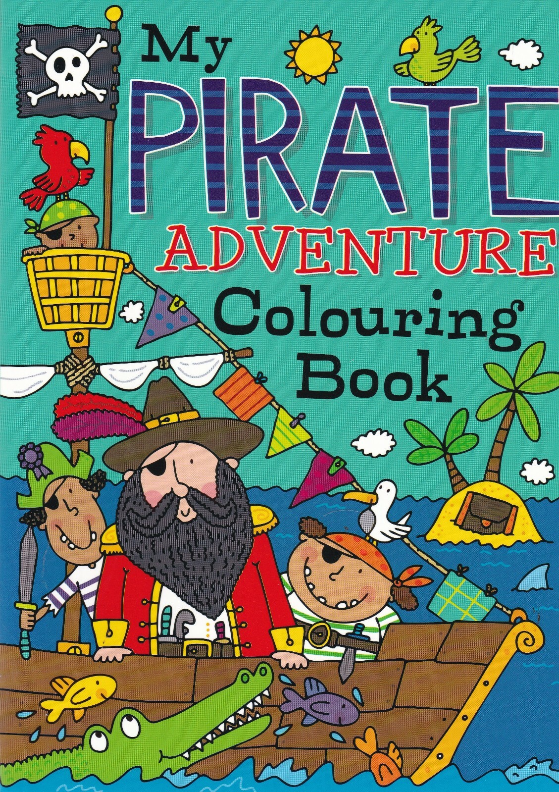 PIRATES COLOURING BOOK FOR CHILDREN BOYS/GIRLS NEW PB WHITE PAPER 72 PICTURES