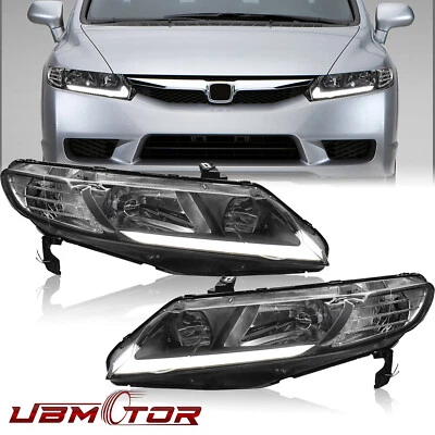 2PCS Left & Right LED DRL Headlights For 2006-2011 Honda Civic Sedan 4 Door - Bild 1 von 4