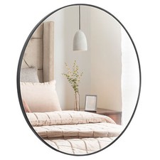 36 inch Metal Frame Round Wall Mirror for Bedroom Living Room Dining Room Black