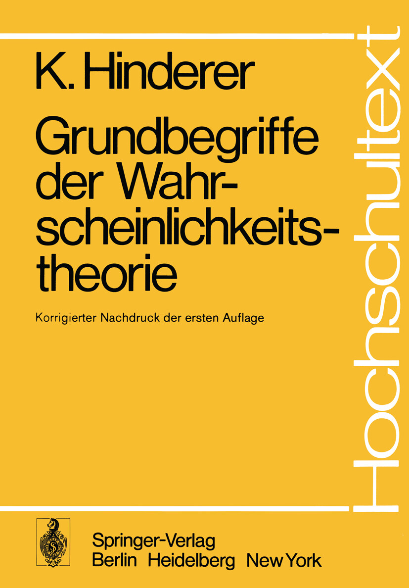 Thumbnail - K. Hinderer / Grundbegriffe Der Wahrscheinlichkeitstheorie