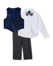 NAUTICA Toddler Boy 3T Polka Dot Velvet 4-Piece Vest Set NWT 65
