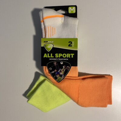 SOFSOLE Women's All Sport Team Socks Shoe Size 5-10 Medium Orange/yellow 2 Pair