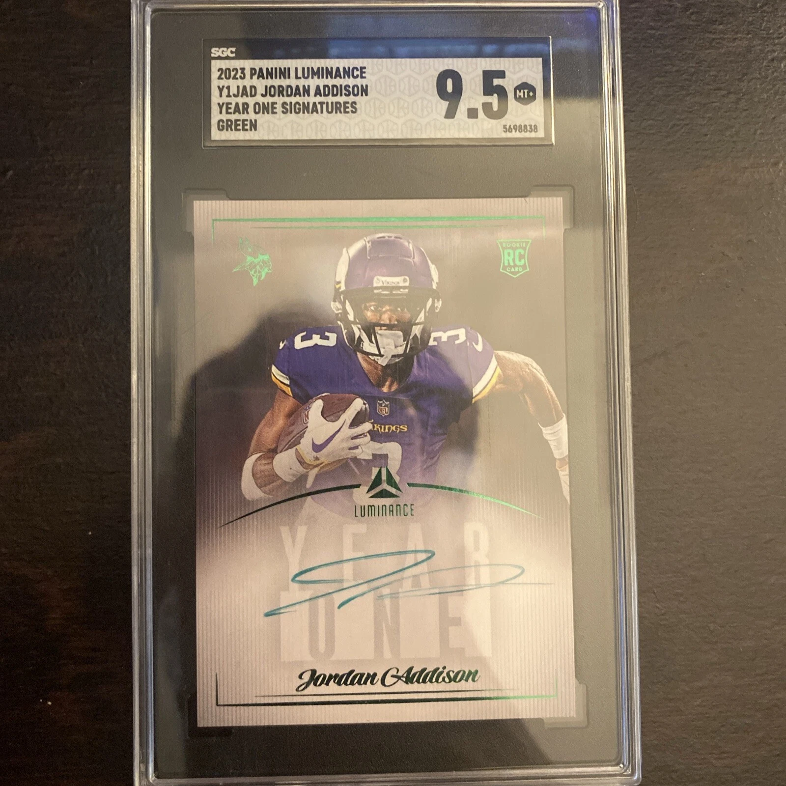 Jordan Addison Panini Luminance Year One Signatures #Y1JAD Green