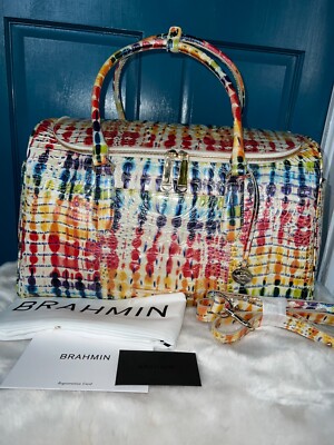 NWT BRAHMIN MULTICOLOR CELEBRATE TALULLA MELBOURNE LEATHER WEEKENDER TRAIN CASE