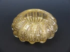 Vintage Archimede Seguso Gold Fleck Adventurine Ribbed Murano Glass Bowl