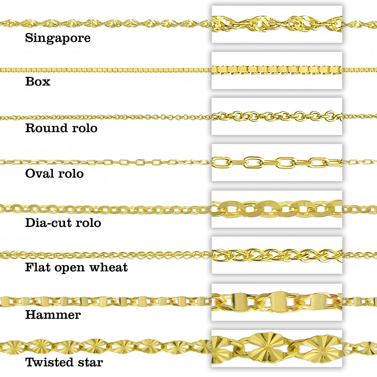 Gold chain style deals names