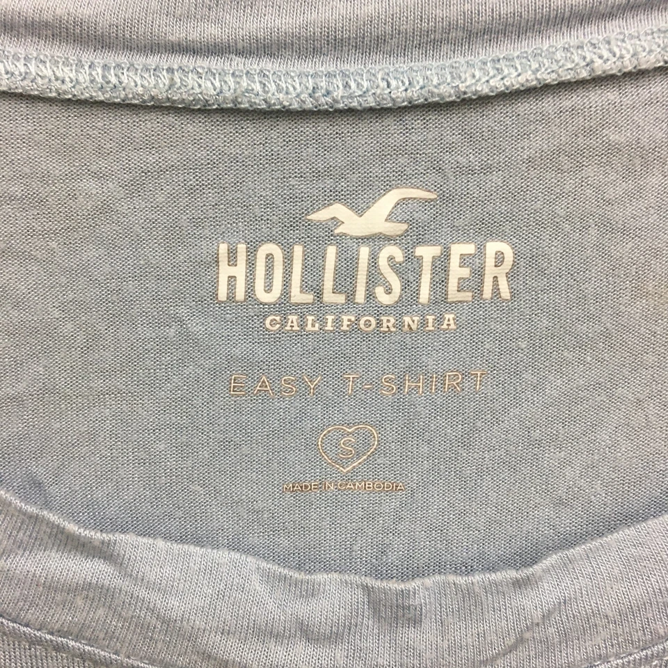Camiseta Hollister Top Pequeña Adulto Azul Fácil Manga Corta Logo Informal Para Mujer S Foto 3 de 4