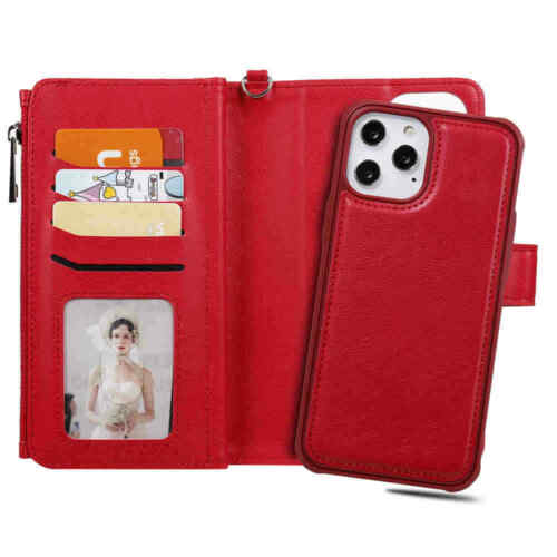 For iPhone 12 11 Pro Max SE 8 7 6s Magnetic Detachable Wallet Leather Case Cover - Picture 49 of 55
