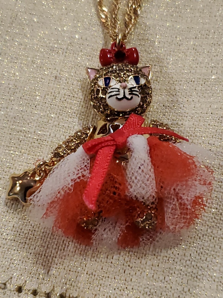 Betsey Johnson Patriotic Cat Pendant Convertible Necklace NWT $68