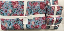 Pottery Barn SHANNON REVERSIBLE Quilt King & 3 Euro Shams Block Print NWT