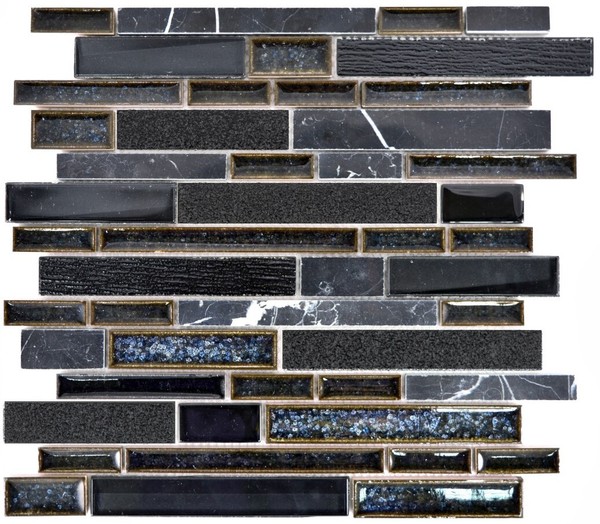 Mosaikfliese Transluzent Keramik Schwarz Verbund Glasmosaik Crystal Stein ...-image