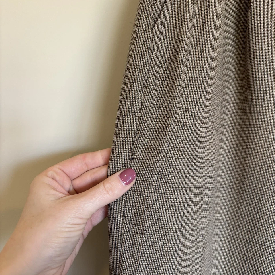 VTG Ralph Lauren Houndstooth Pants Womens Sz 14 Brown Dark Academic High Waist - Image 3 of 4