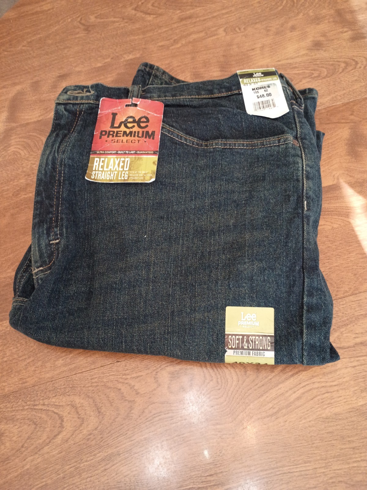 's 40x34 Lee Regular Fit Straight Denim Blue Jeans Pants 100