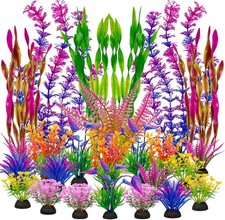 Ameliade Fish Tank Artificial Plastic Plants Decorations Large Colorful
