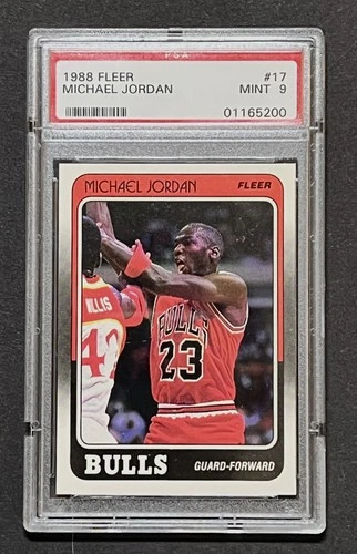 MICHAEL JORDAN~CHICAGO BULLS~1988 FLEER PSA-9 MINT NBA 3RD YEAR CARD#17