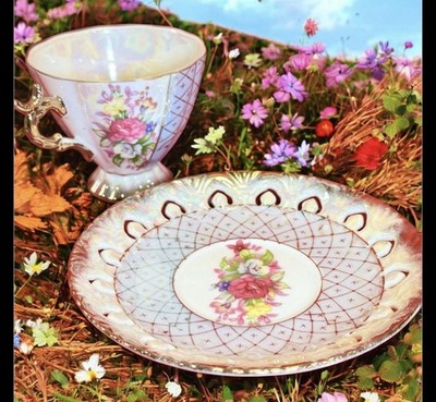 Delcoronado Nasco Product Japan floral iridescent cup and saucer