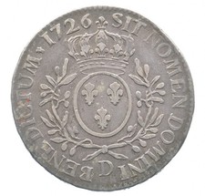 仏；ルイ15世、エキュ銀貨、1726年N Rare 仏；ルイ15世、エキュ銀貨、1726年N Rare 1/2 Ecu 1726 - 1741, France -