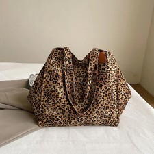 Stylish Vintage Leopard Print Women Handbag Large Capacity Canvas Shoulder Bag