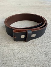The British Belt Co Buffalo Leather Belt Black Brown Size 38 Made in USA 44โ