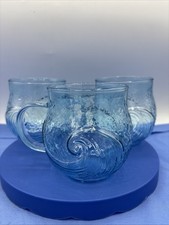 Juego de 3 tazas onduladas de vidrio de mar tazas de playa 12 OZ tema de mar agua taza de té café