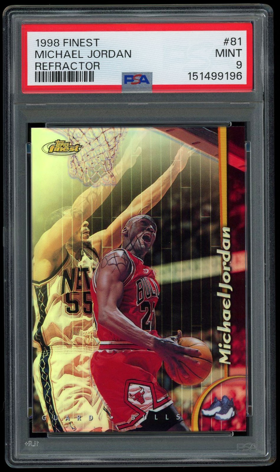 Michael Jordan 1998 Topps Finest Refractor  81 PSA 9 MINT BULLS HOF