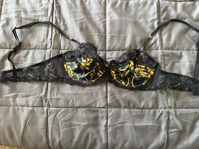 Lise Charmel Black Gold Silk Baroque bra 36B  NWT