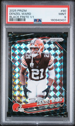 2025 PANINI PRIZM BLACK FINITE 1/1 #90 DENZEL WARD 1/1 PSA 9