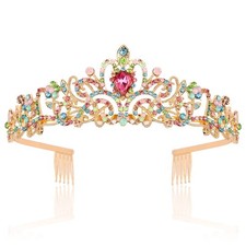 Didder Gold Multicolor Rhinestone Tiaras and Crowns for Women and Girls - Ele...