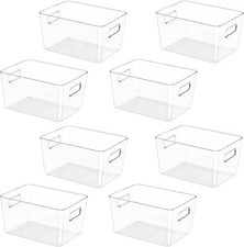 Clear Plastic Storage Bins, Pantry Organization, BPA Free Stackable Refrigerator