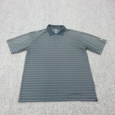 Nike Golf Polo Shirt Mens L Blue Stripe Polyester Golf Tagless Knit Performance