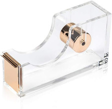 Contemporary Ultra Clear Acrylic Gold Quality Tape Dispenser Single Hand Dispens