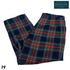 VTG Pendleton Wool Pants Women s Size 14 Plaid 100 90s Tartan Dress Slacks Red