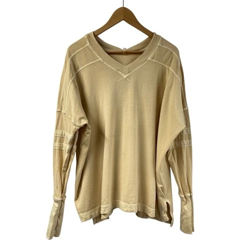 Free People Movement Yellow Oversized Varsity Football Style Top Small