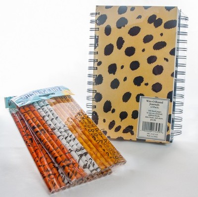 Animal Print Wire-O-Bound Journal, Diary, etc. Hard Covers Spiral Bound, Pencils
