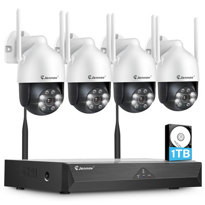 JENNOV Wireless 10CH 5MP NVR WiFi CCTV IP Security Camera System 2-Way Audio