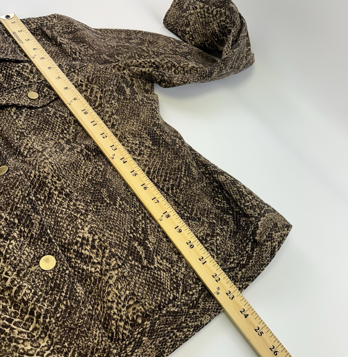 Chaps Snakeskin Python Denim Jacket Brown Button … - image 9