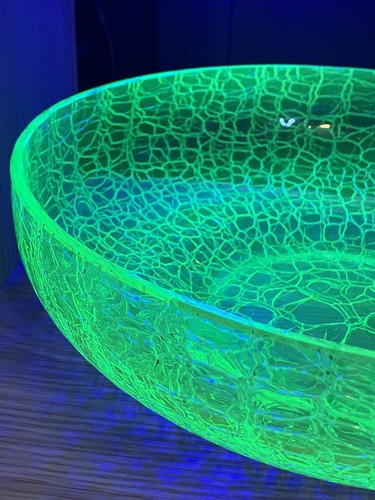 Stunning Large Vintage Uranium Crackle Glass Bowl - Picture 1 of 3