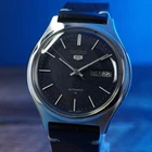 Seiko 5 Vintage 7009-8810 Mechanical Automatic 17J Blue Texturized Dial Watch