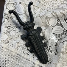 Vintage Cast Iron Boot Jack, Door Stop, Cricket Bug Beetle Scarab 9” long