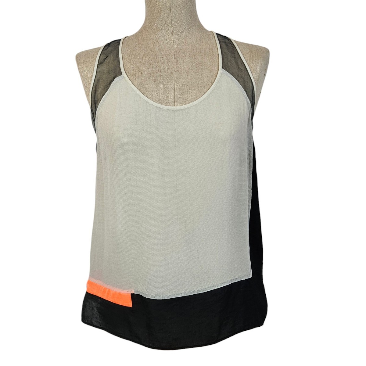 トップス HELMUT LANG See-through tank top HELMUT LANG Chroma Colorblock Sheer Tank Top Mesh Silk