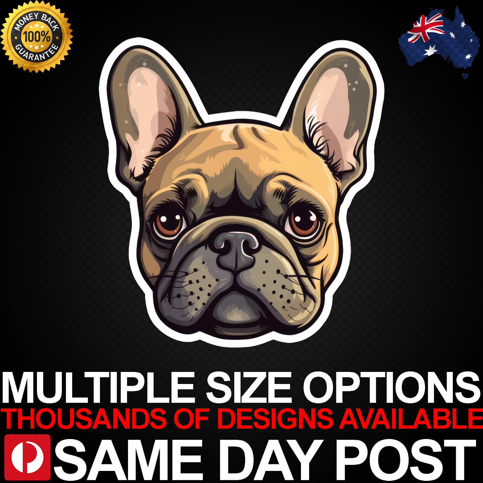 French Bulldog Head Vinyl Car Sticker Decal for Laptop Wild Animal Pet Lover Gift