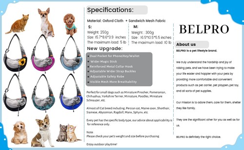 Pet Sling Carrier for Small Dogs, Cats and Puppies, Breathable Mesh Pet Front - 第 8/11 張圖片