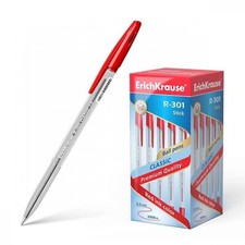 Penne per scuola ufficio - 50 penne Rosse corpo trasparente Erichkrause