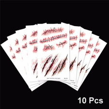Halloween Zombie Acars Tattoos Waterproof 3D Bite Mark Tattoo Sticker with Fake