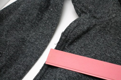 On The Byas Camicia Uomo Grande a Spina di Pesce Motivo Lana Tasca Aperto Collo - Foto 9 di 9