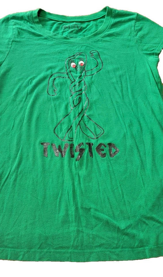 Camisa de manga corta Gumby para mujer talla XL verde de mezcla de algodón liso Foto 2 de 4