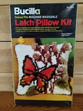 Bucilla Deluxe Pile Latch Pillow Kit 12531 Butterfly Pussy Willow 15x15 NEW VTG