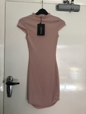 rose high neck ribbed bodycon dress Pretty Little Thing Pink 6 BNWT noAI S Elegant Sapphire Blue Dress up or down Color:North Atlantic
